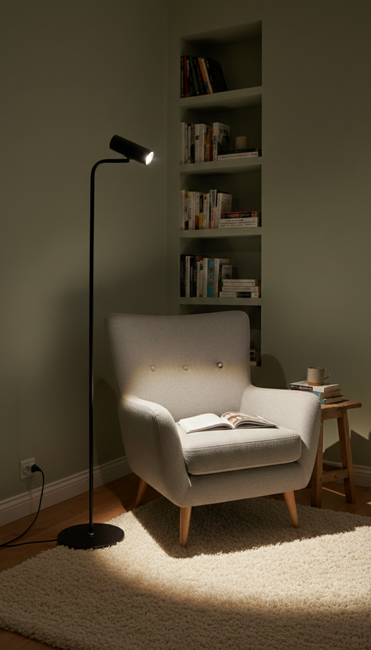 Lampadaire Minimaliste Vertical - Tête Mobile