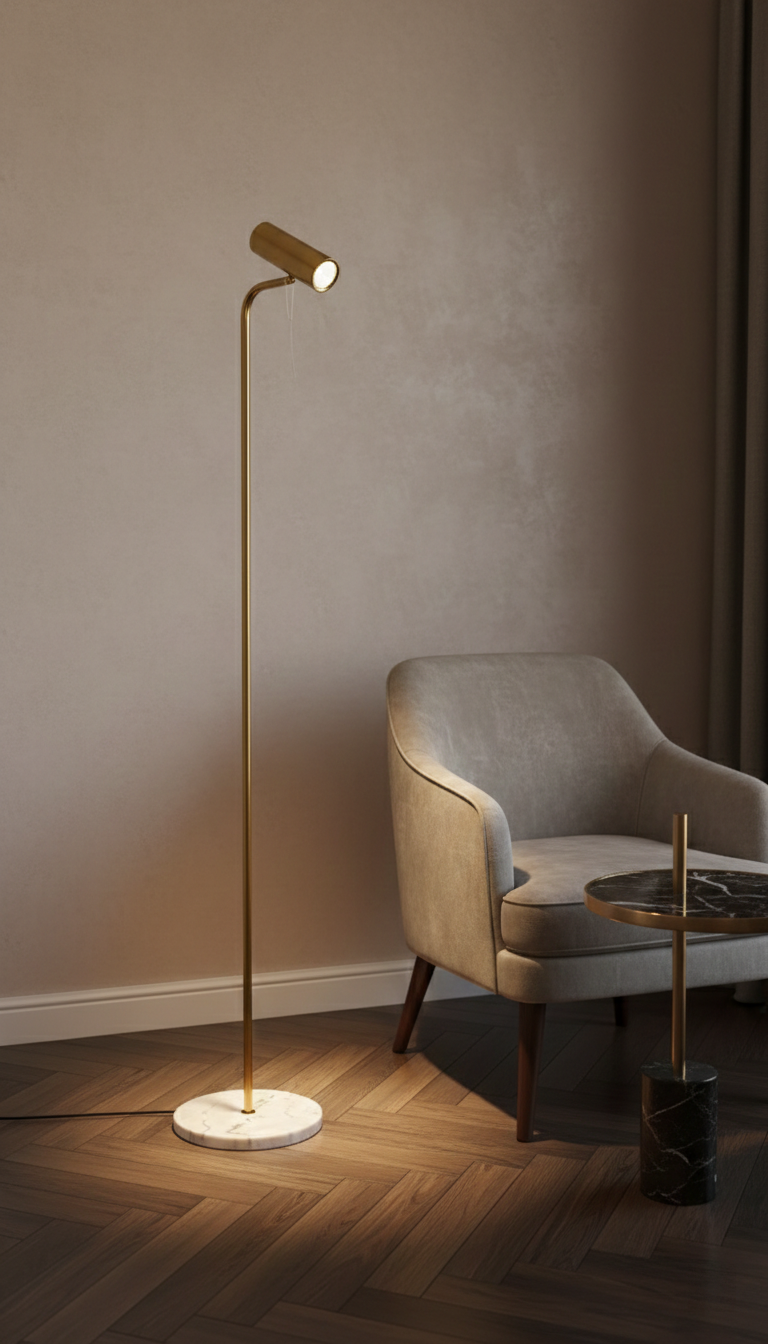 Lampadaire Minimaliste Vertical - Tête Mobile